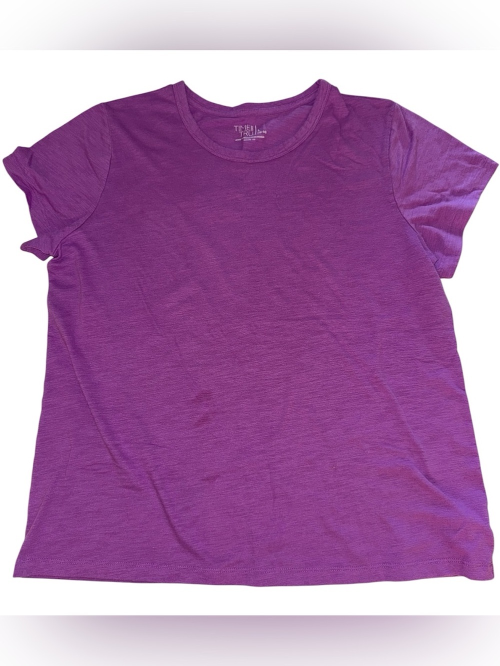 Time and Tru Women's Short Sleeve Crew Neck Tee in Purple L